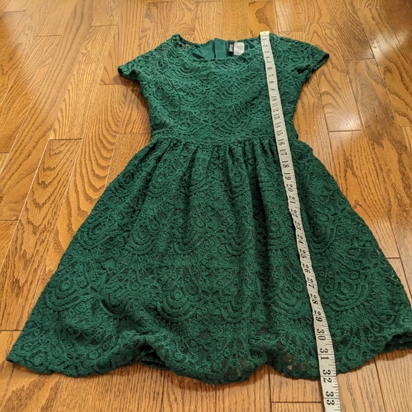 H&M Divided Lace Fit and Flare Skater Dark Green Dress size 4 - Picture 4 of 8